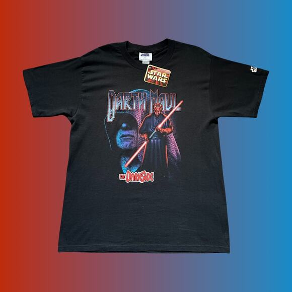 CSA Star Wars Y2K/90s Vintage Darth Maul NWT Black SS Tee Size L - Picture 1 of 7